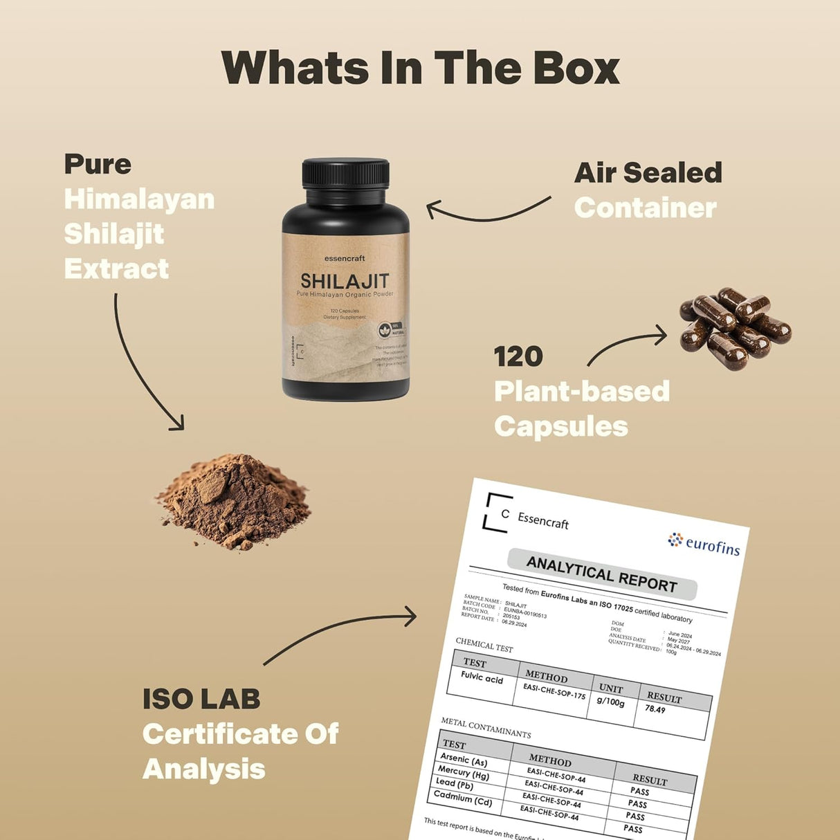 Shilajit Orgánico Puro 1000mg - 120 Cápsulas, Apoyo Inmuno