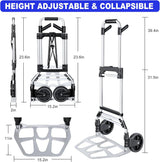 Carretilla Plegable de Aluminio, Carga 300 lbs, con Cordón Bungee