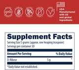 D-Ribosa en Polvo de Designs for Health 5000mg 30 srv