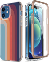 ESDOT Funda para iPhone 12, iPhone 12 Pro con protector de pantalla integrado, funda resistente con diseños de moda para mujeres y niñas, funda protectora para iPhone 12/12 Pro de 6.1 pulgadas, bonito arco iris