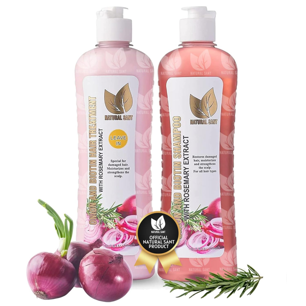 Champú y tratamiento de biotina con cebolla y romero