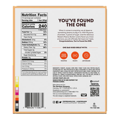 Barritas de Proteína ONE Reese's, Sin Gluten, 18g Proteína, 12 uds