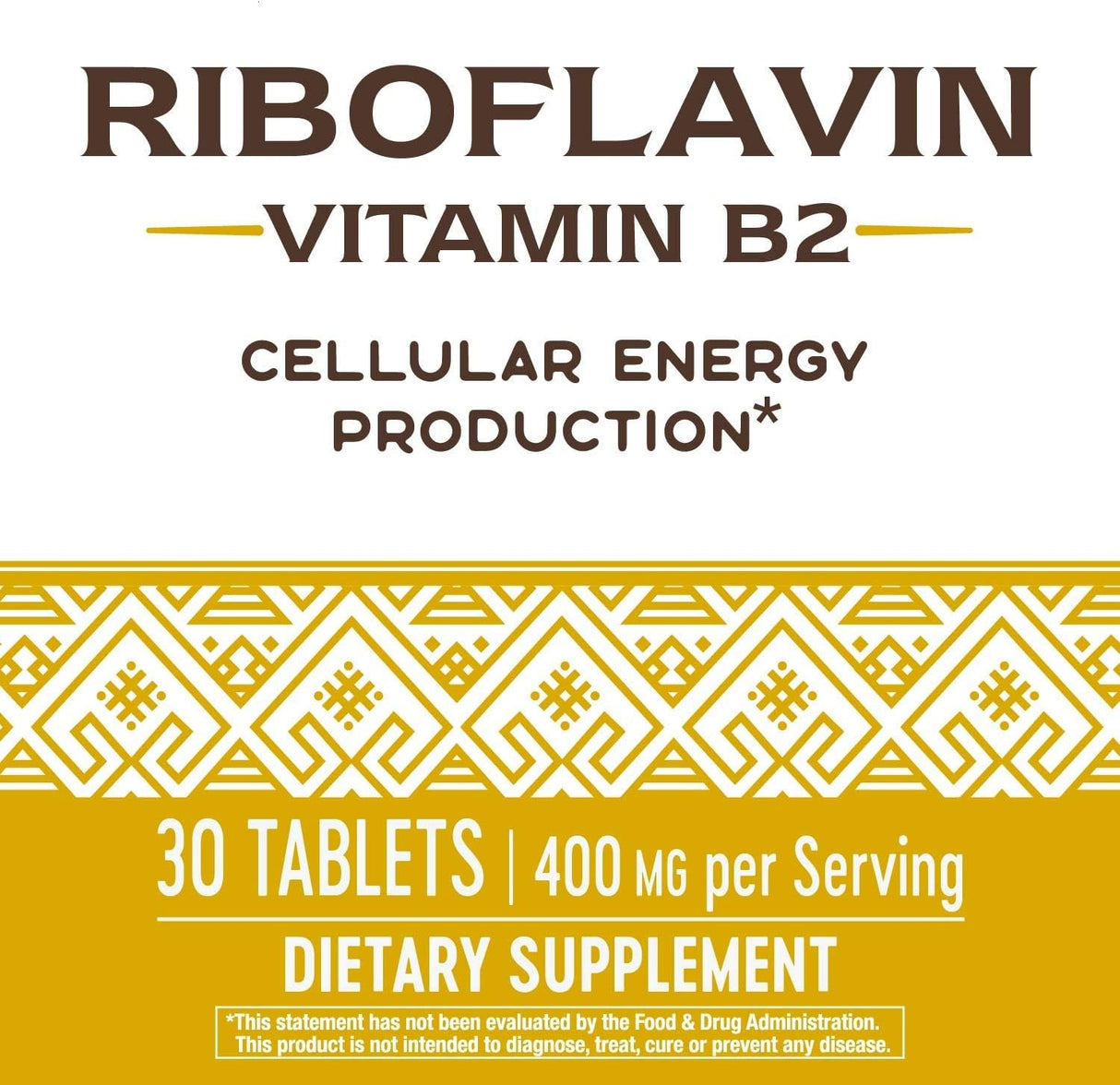 Suplemento Riboflavina Vitamina B2, 400 mg por  paquete de 3