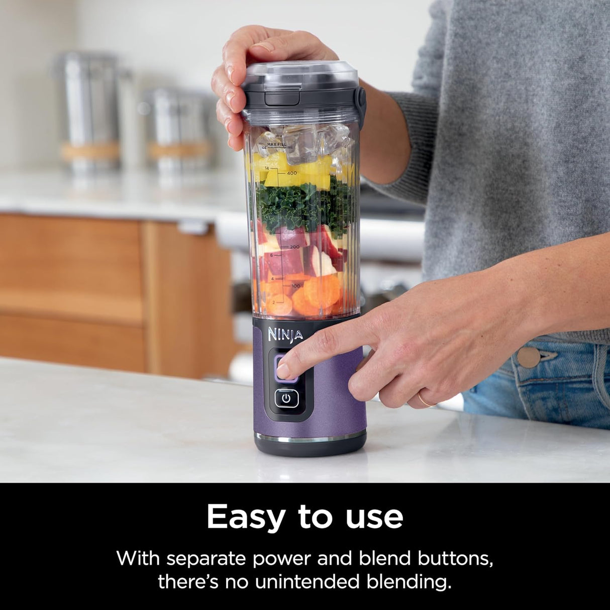 Licuadora Portátil Ninja, 18oz, Recargable USB-C, BC151PL