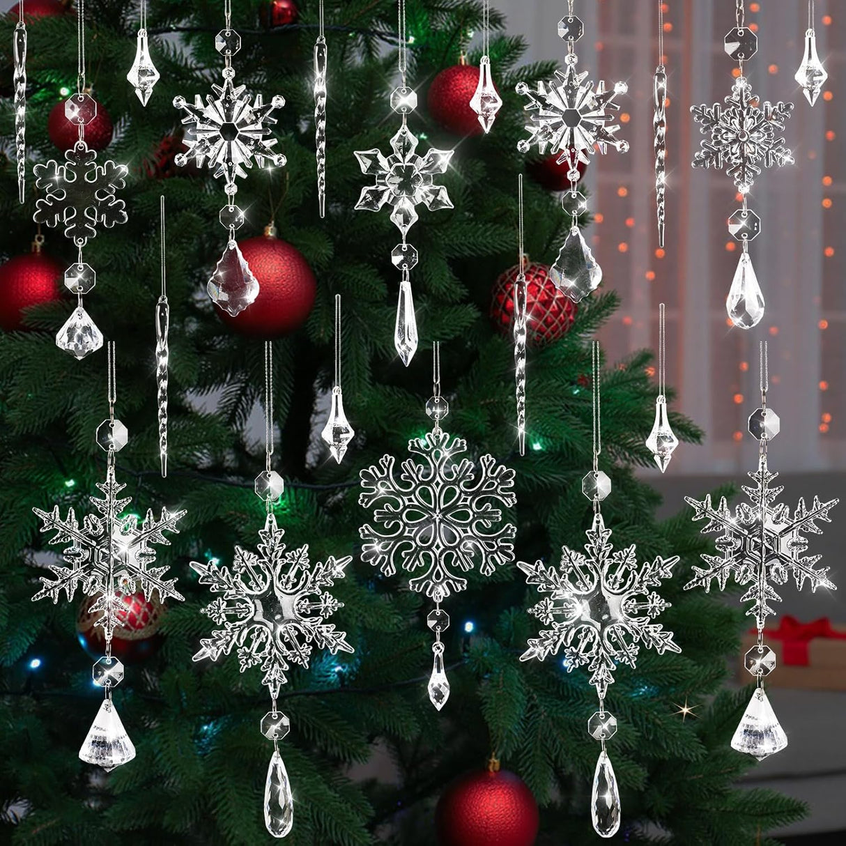 Adornos Navideños UPINS, 20Pcs Copos de Nieve Acrílicos