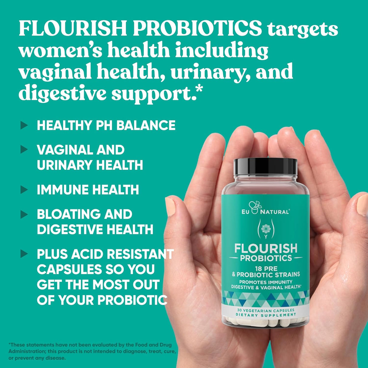 Flourish Probióticos + Prebióticos para Mujeres – 30 cápsulas