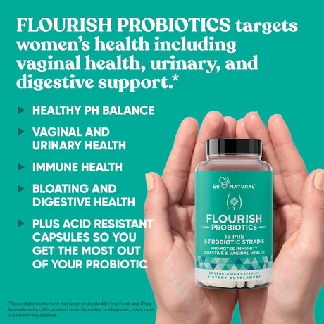 Flourish Probióticos + Prebióticos para Mujeres – 30 cápsulas