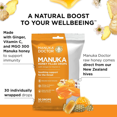 Pastillas para la Tos con Miel, Vitamina C y Jengibre, Manuka