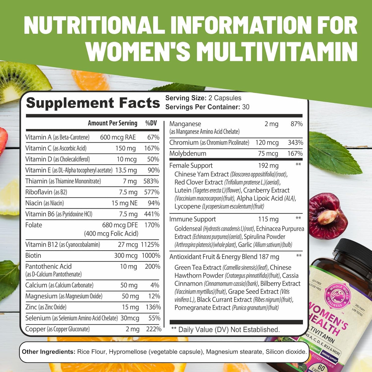Suplemento Multivitamínico Femenino, Energía y Belleza, 60 Cápsulas