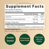 Suplemento de Colina 500mg con Omega-3, 240 cápsulas