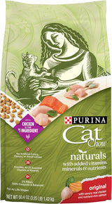 Purina Cat Chow Naturals - Alimento seco para gatos con vitaminas, minerales y nutrientes añadidos, Naturals Original - Bolsa de 12.6 libras (paquete de 4)