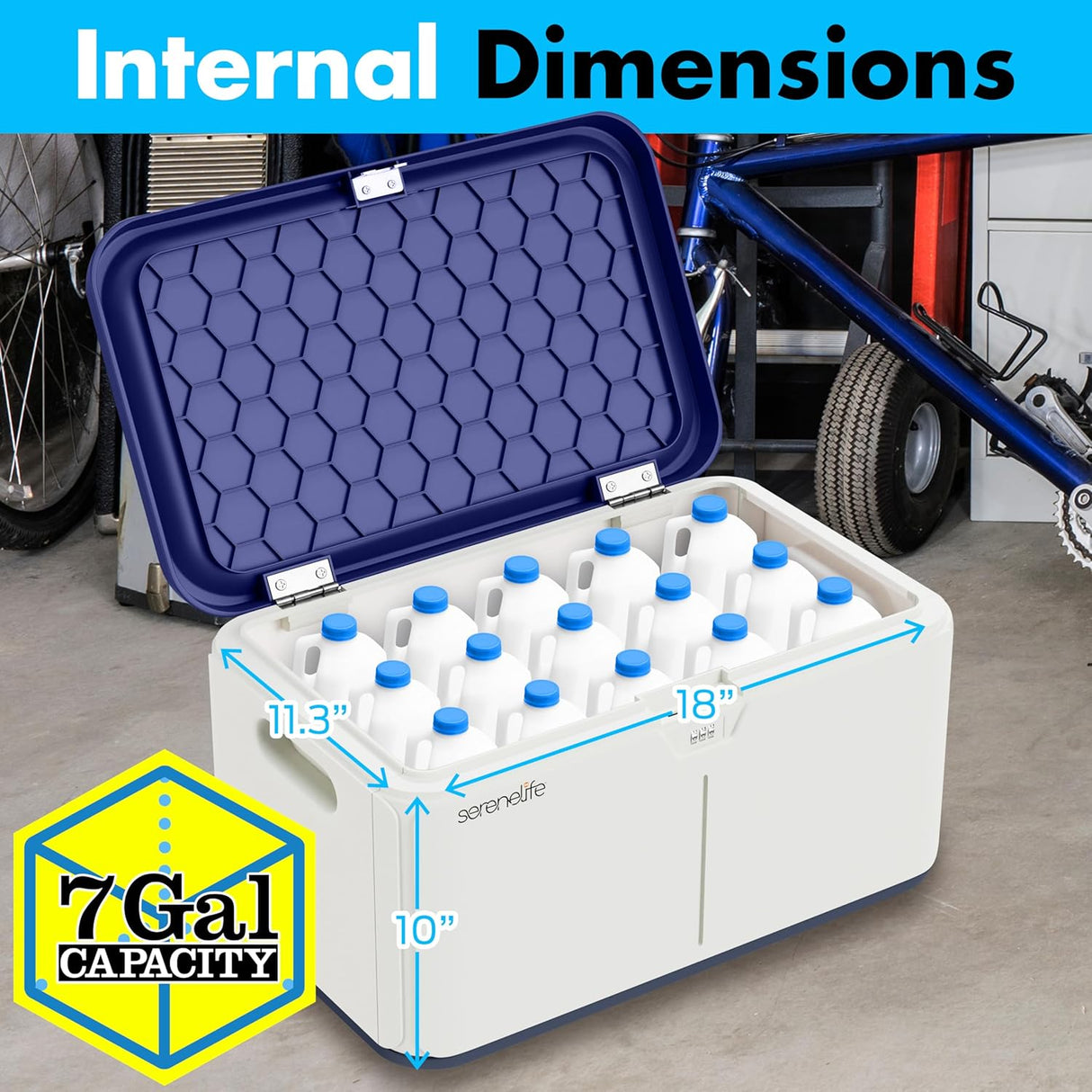 Caja de almacenamiento SereneLife 8 gal con cerradura de combinación
