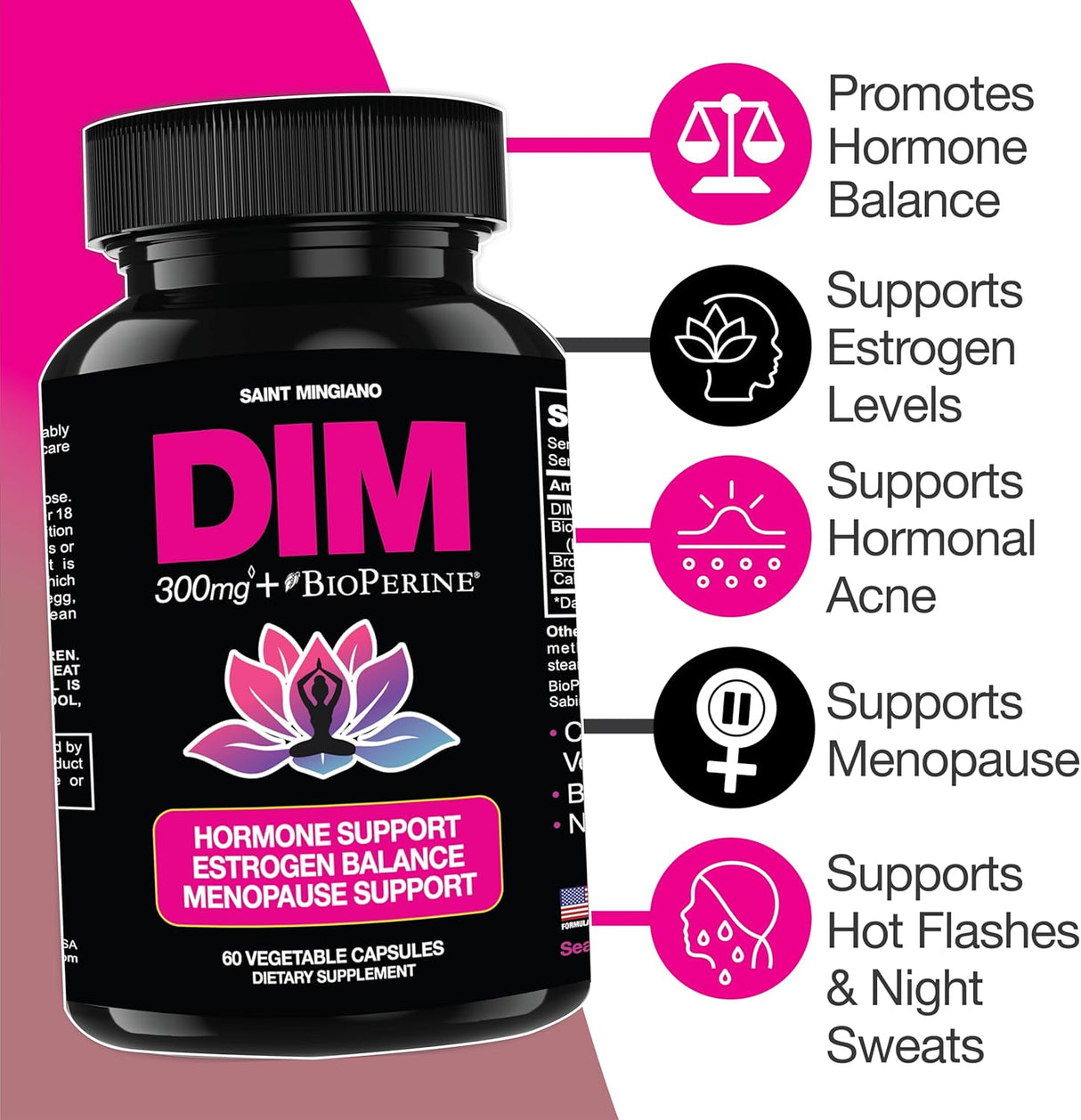 Suplemento de DIM 300 mg | Hormona Equilibrio Mujer | 60 Caps.