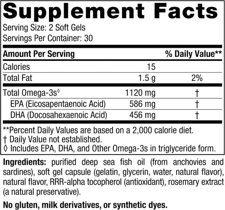 Suplemento Omega-3 total con EPA y DHA  60 mini geles suaves
