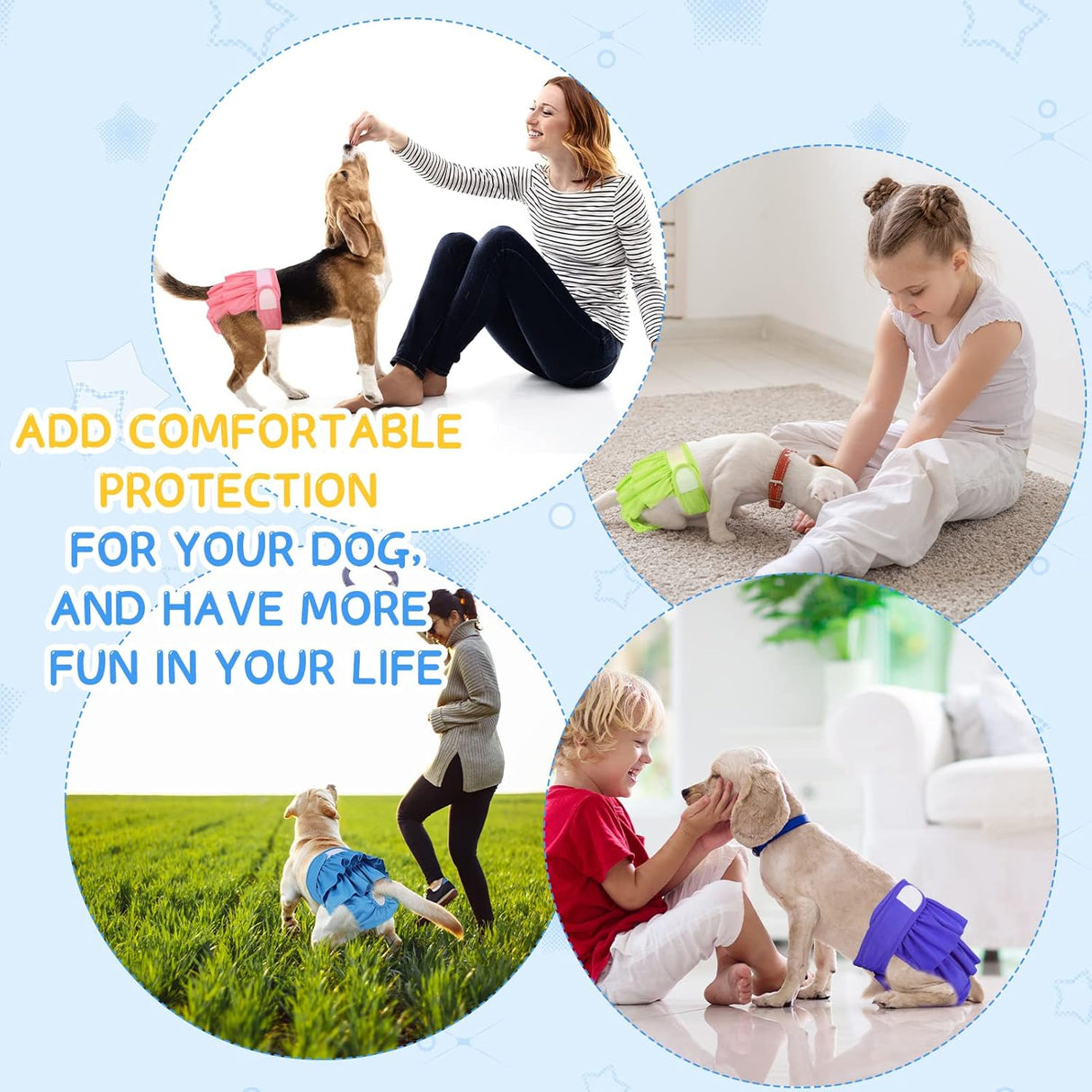 Paquete de 4 pañales para perras, pañales lavablespara cachorros