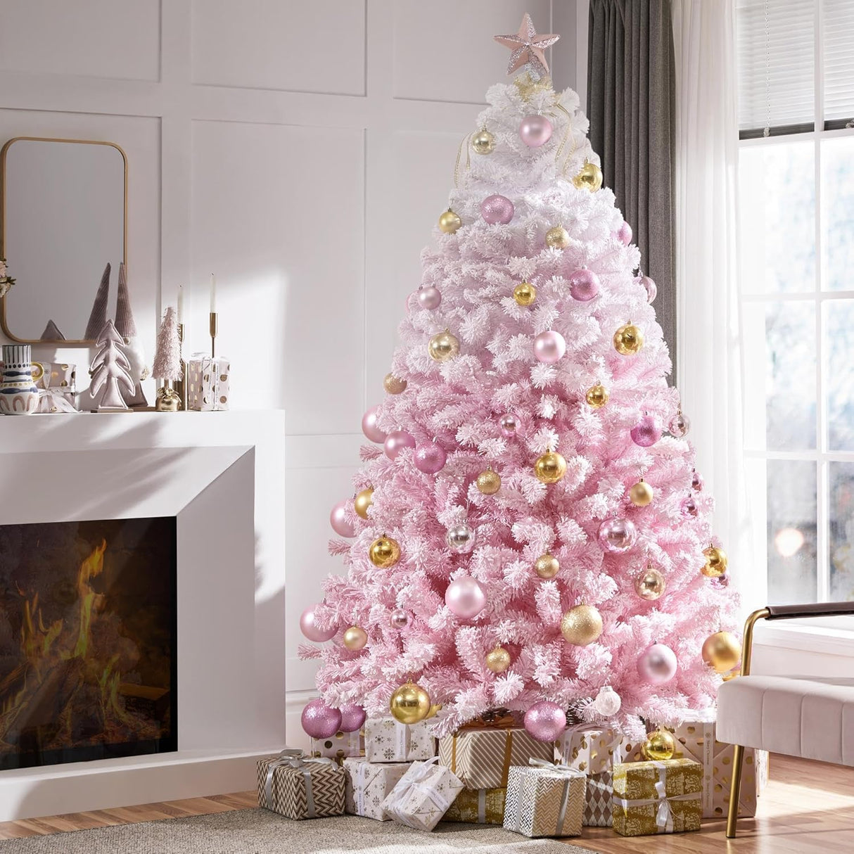 Árbol de Navidad Artificial Yaheetech 7.5ft Con Puntas Nevadas