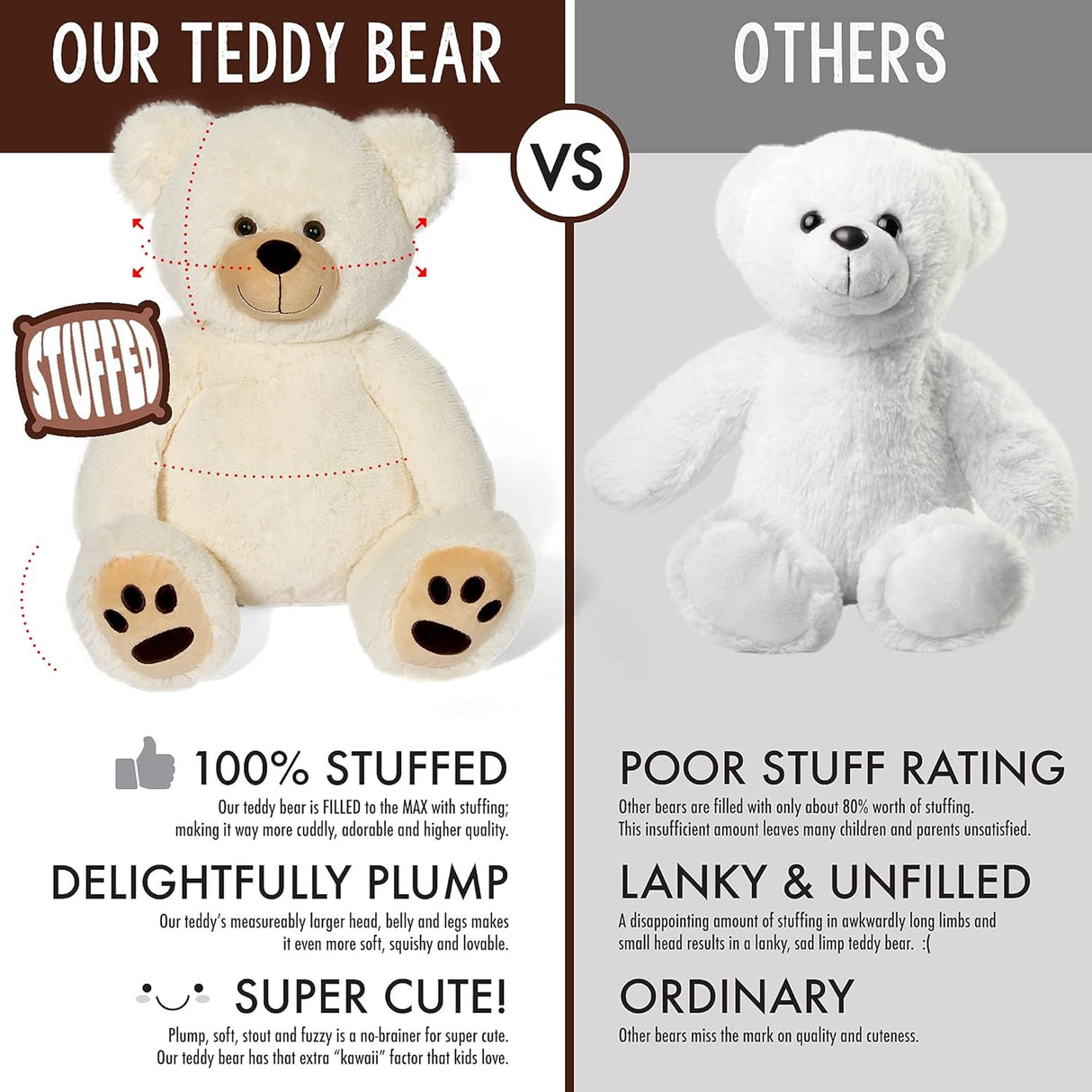 Teddy Bear con Huellas LotFancy - Peluche Regalo para Niños
