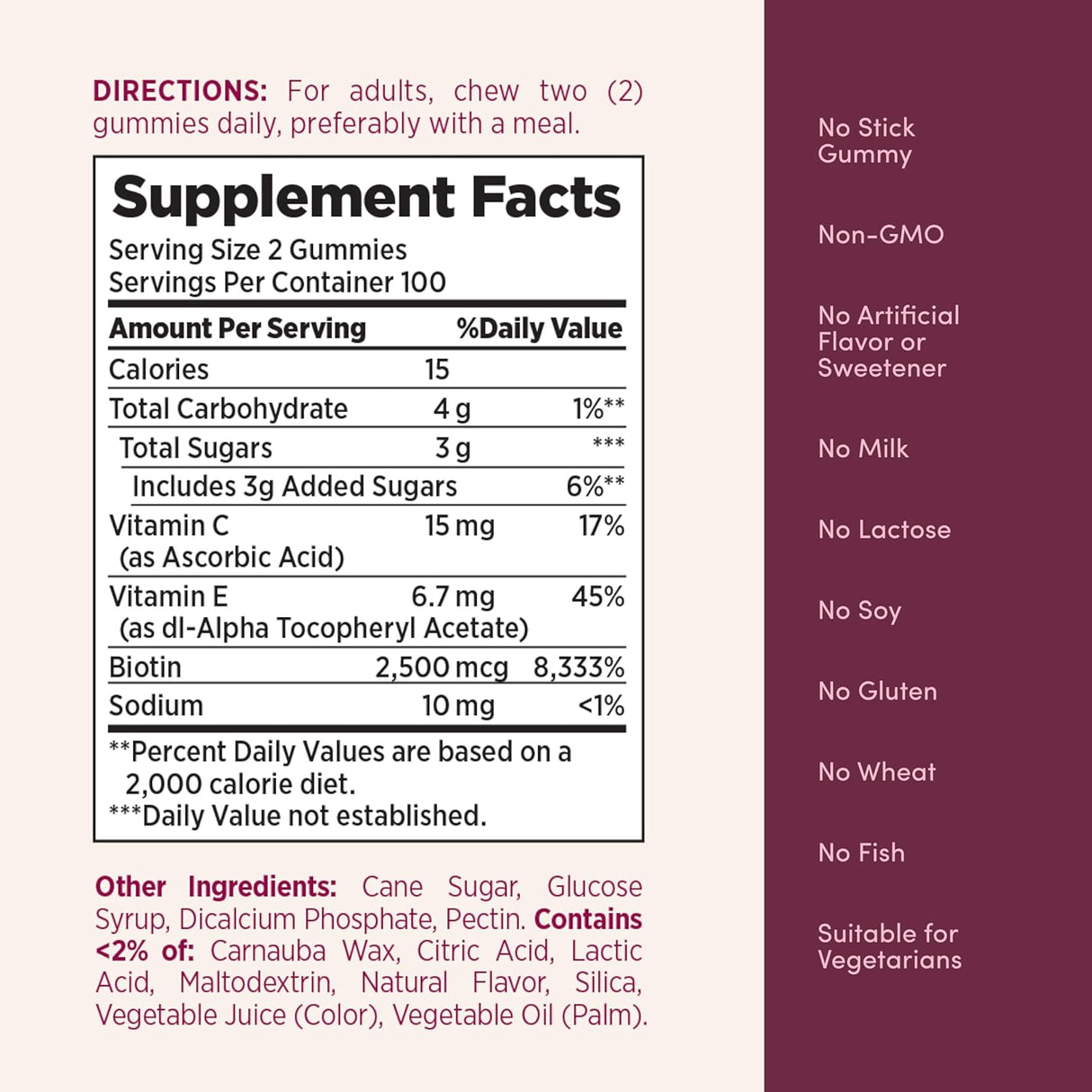 Nature's Bounty Gummies Hair, Skin & Nails, Biotin 2500 mcg, 200 unidades