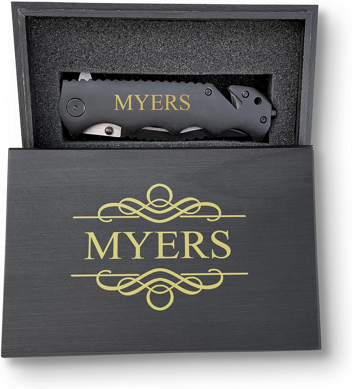 Cuchillo personalizado de exteriores con rompedor de vidrio