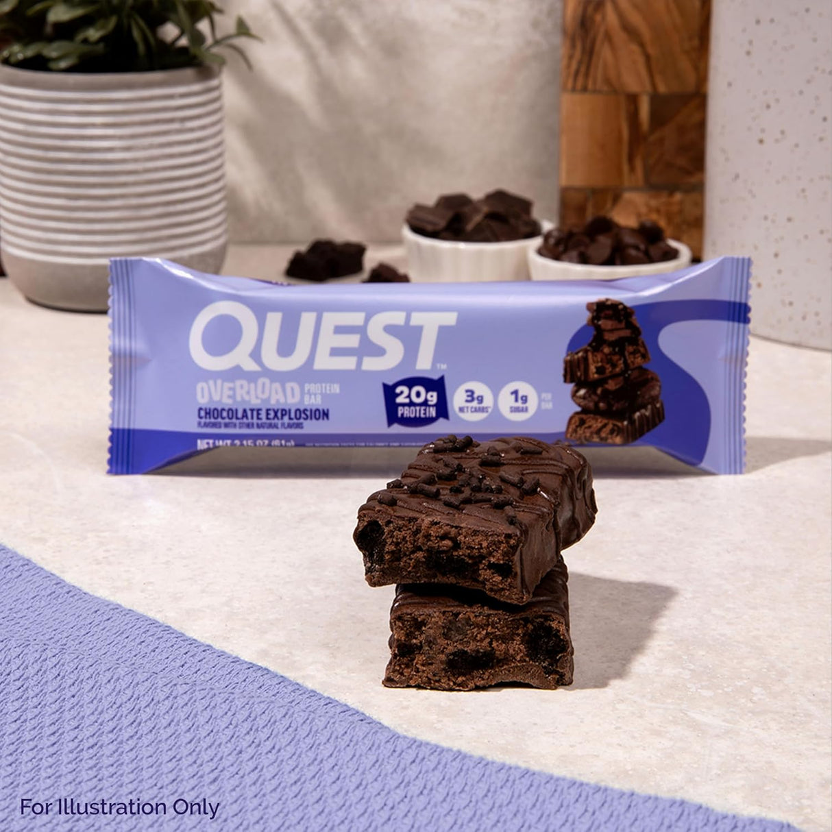Barra proteica Quest Nutrition Overload, 20g proteína, 1g azúcar, 12 unidades