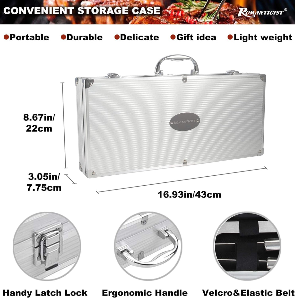 Set de Accesorios para BBQ 21pc ROMANTICIST, Acero Inoxidable