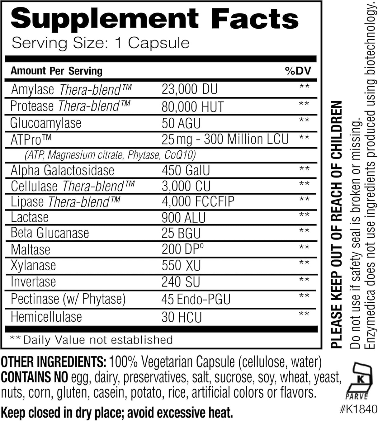 Suplemento Enzymedica Digest Gold con ATPro  con enzimas