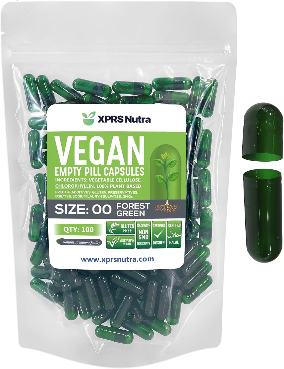 Suplementos  tamaño 00  100  píldoras vegetales verde bosque