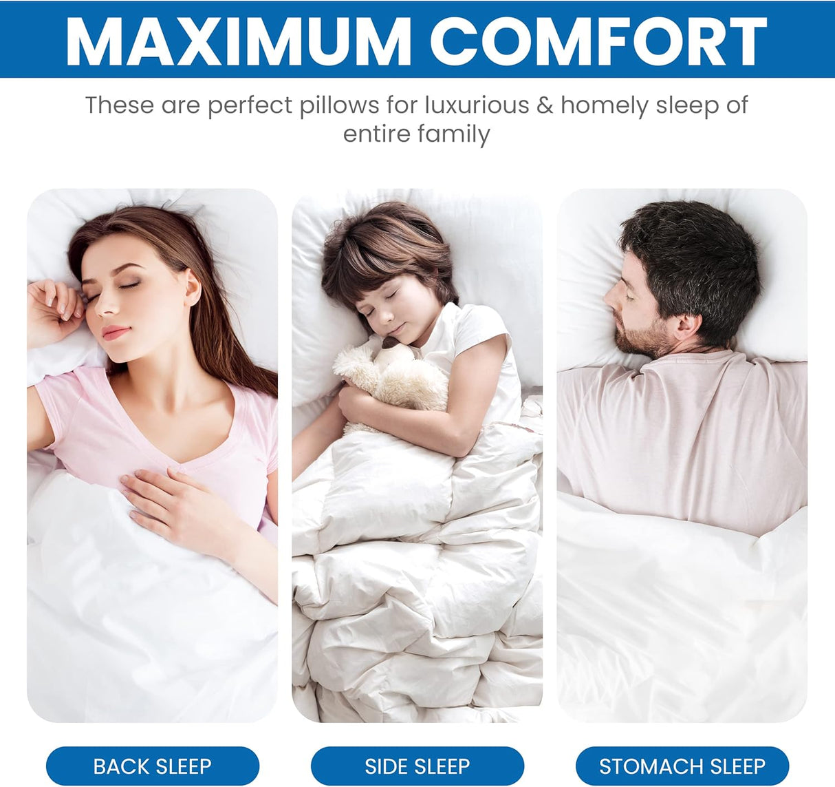 Cojines Utopia Bedding para dormir, tamaño Queen, set de 2