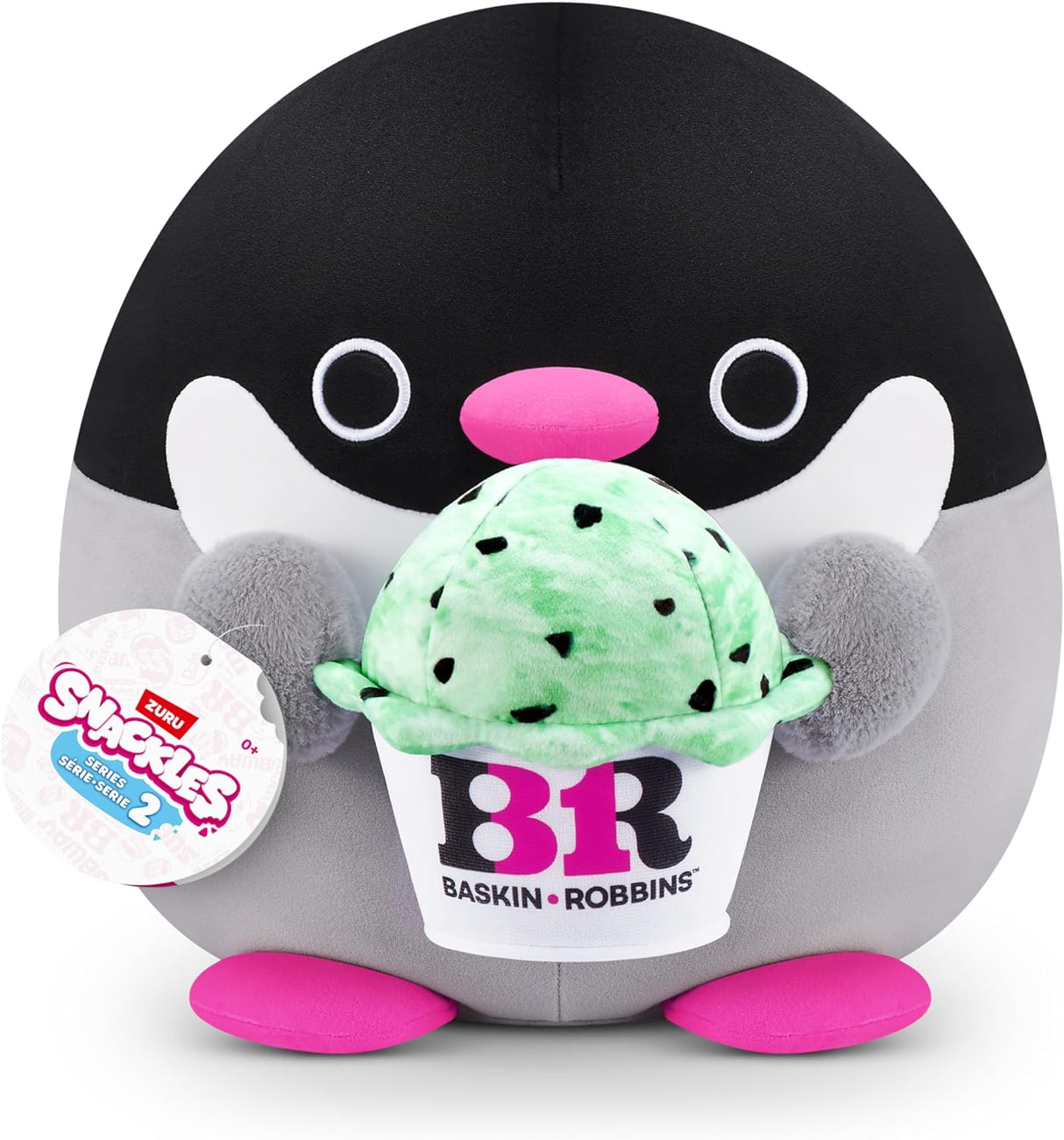Peluche Snackles Series 2 Penguin de ZURU, Suave y Colectible