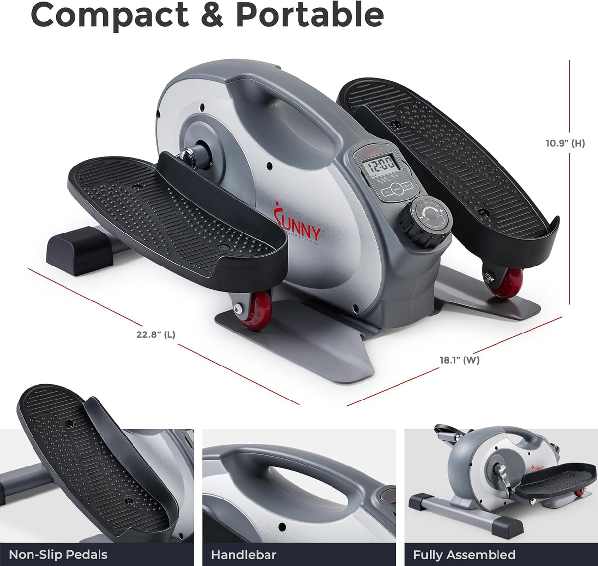 Elíptica de escritorio Sunny Health & Fitness, portátil, magnética