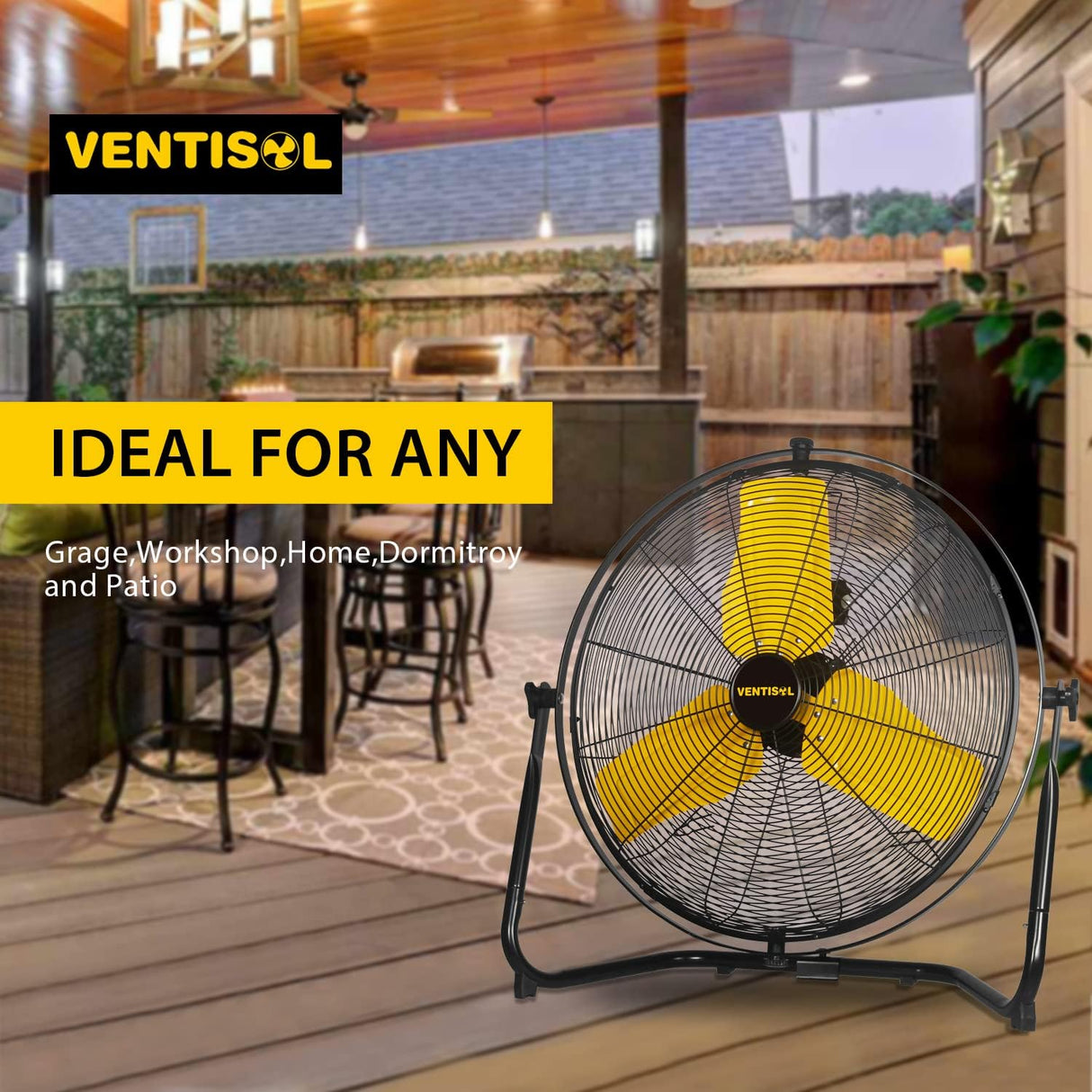 Ventilador Industrial VENTISOL 24, 720° Inclinación, 3 Velocidades