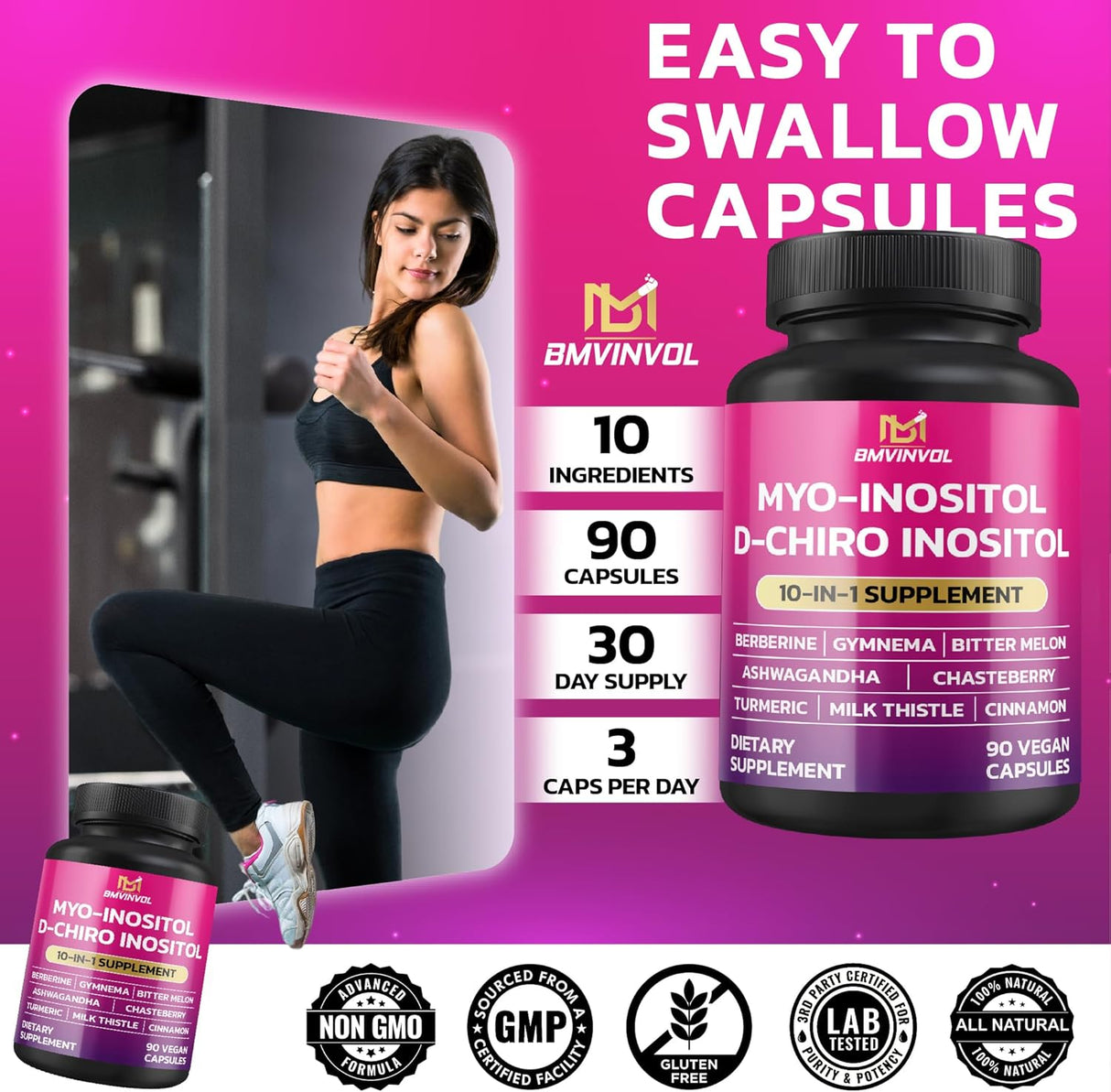 BMVINVOL Suplemento de Inositol 90 cápsulas, 40:1, con Berberina