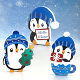 Bloques de Madera Set 3 Decoraciones Navideñas de Pingüinos