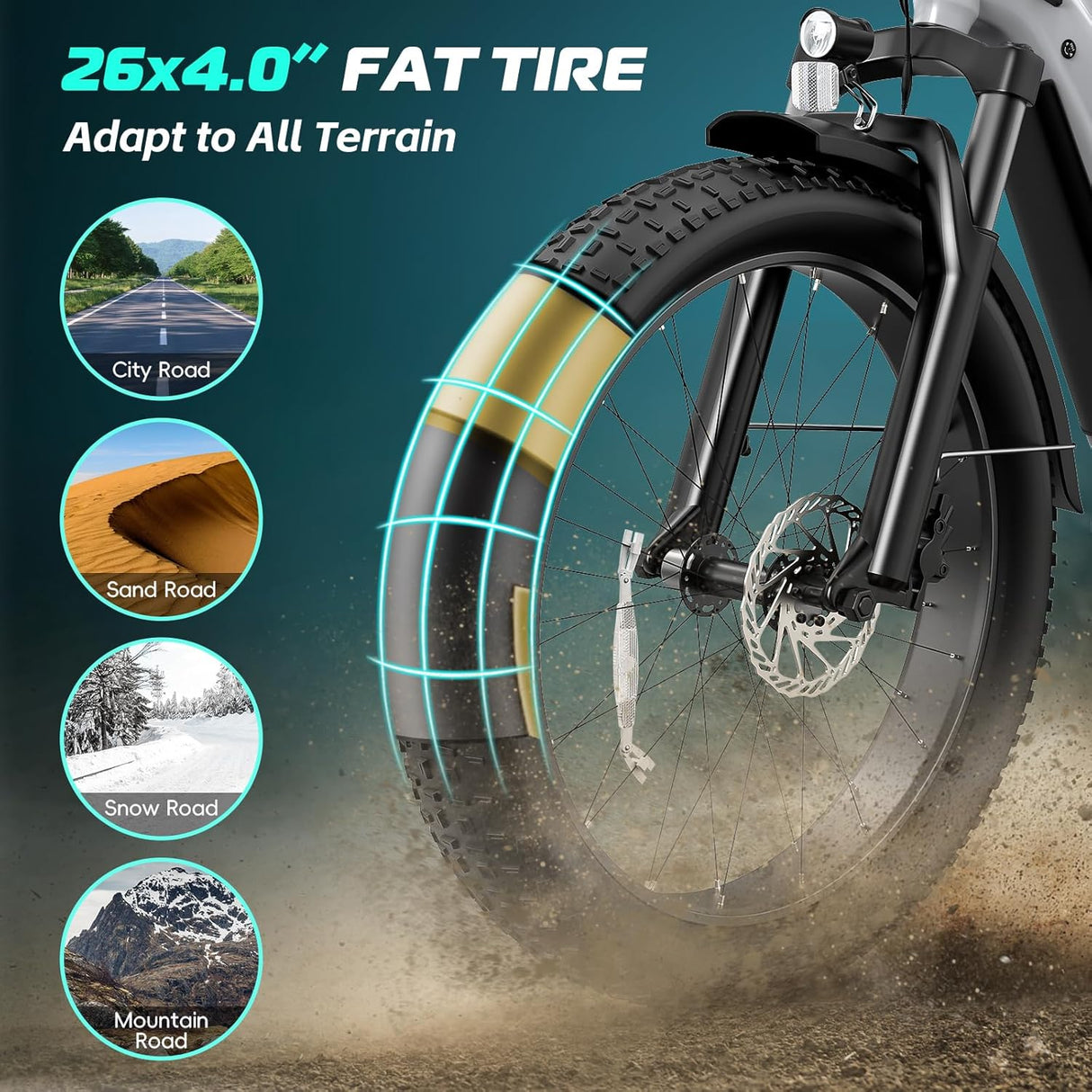 Bicicleta eléctrica Vivi ACE01, 26 fat tire, 1475W, 25MPH