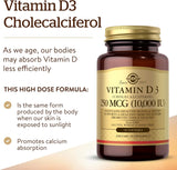 Solgar Vitamina D3 250 mcg 10,000 IU Suplemento 180 cápsulas