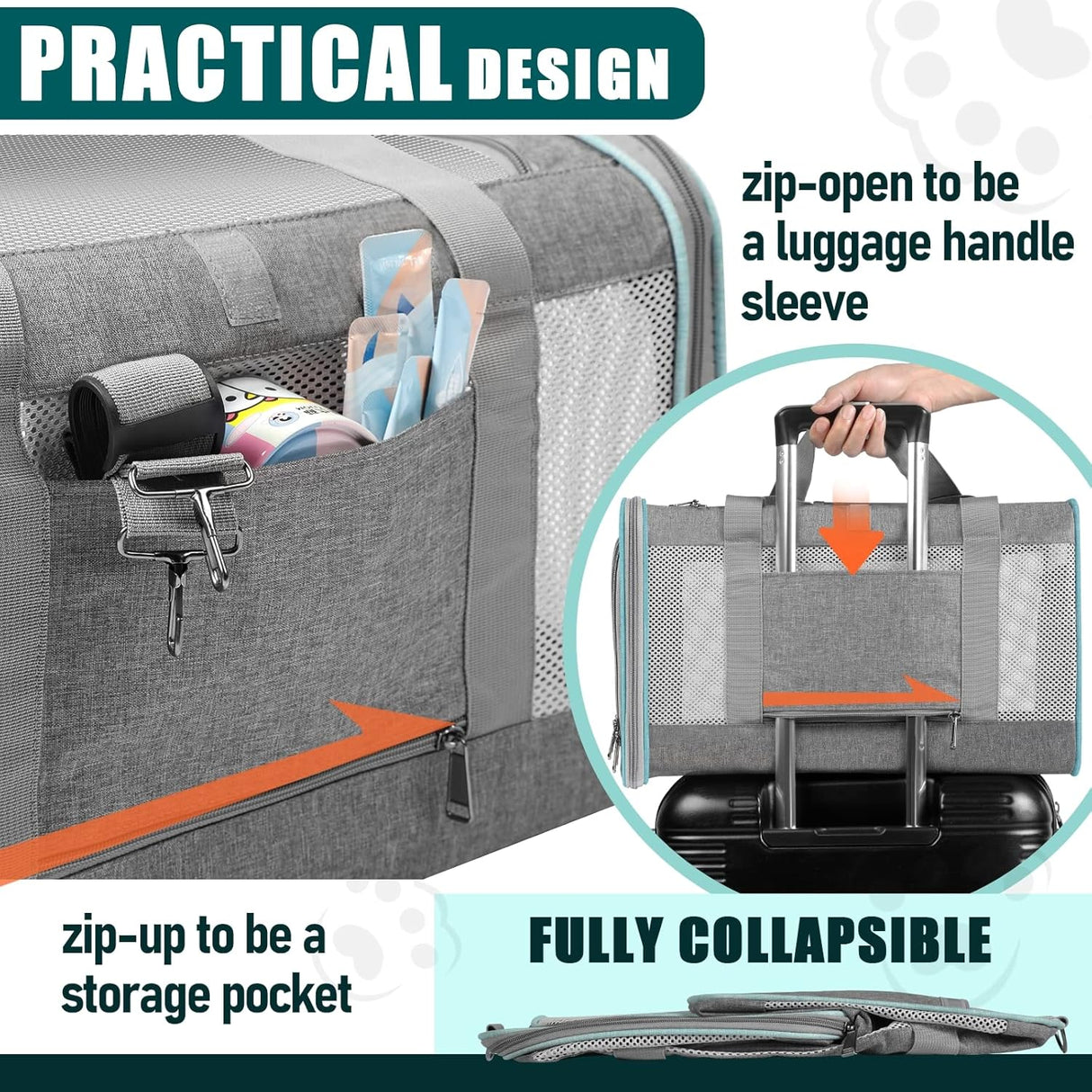 Transportador Suave para Gatos Grandes - Resistente y Colapsable