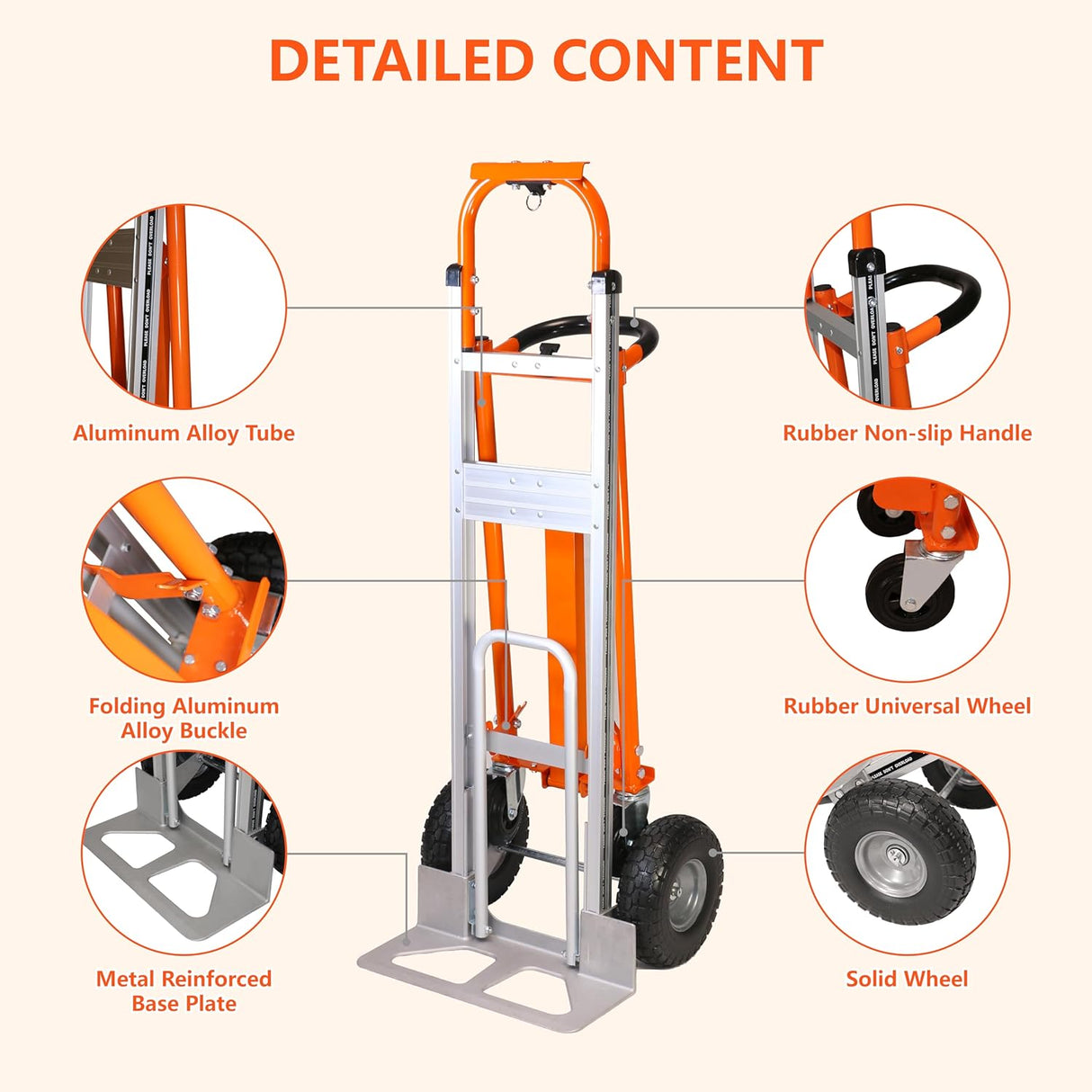 Carretilla Plegable 3 en 1, Capacidad 1000 lbs, Modelo Industrial