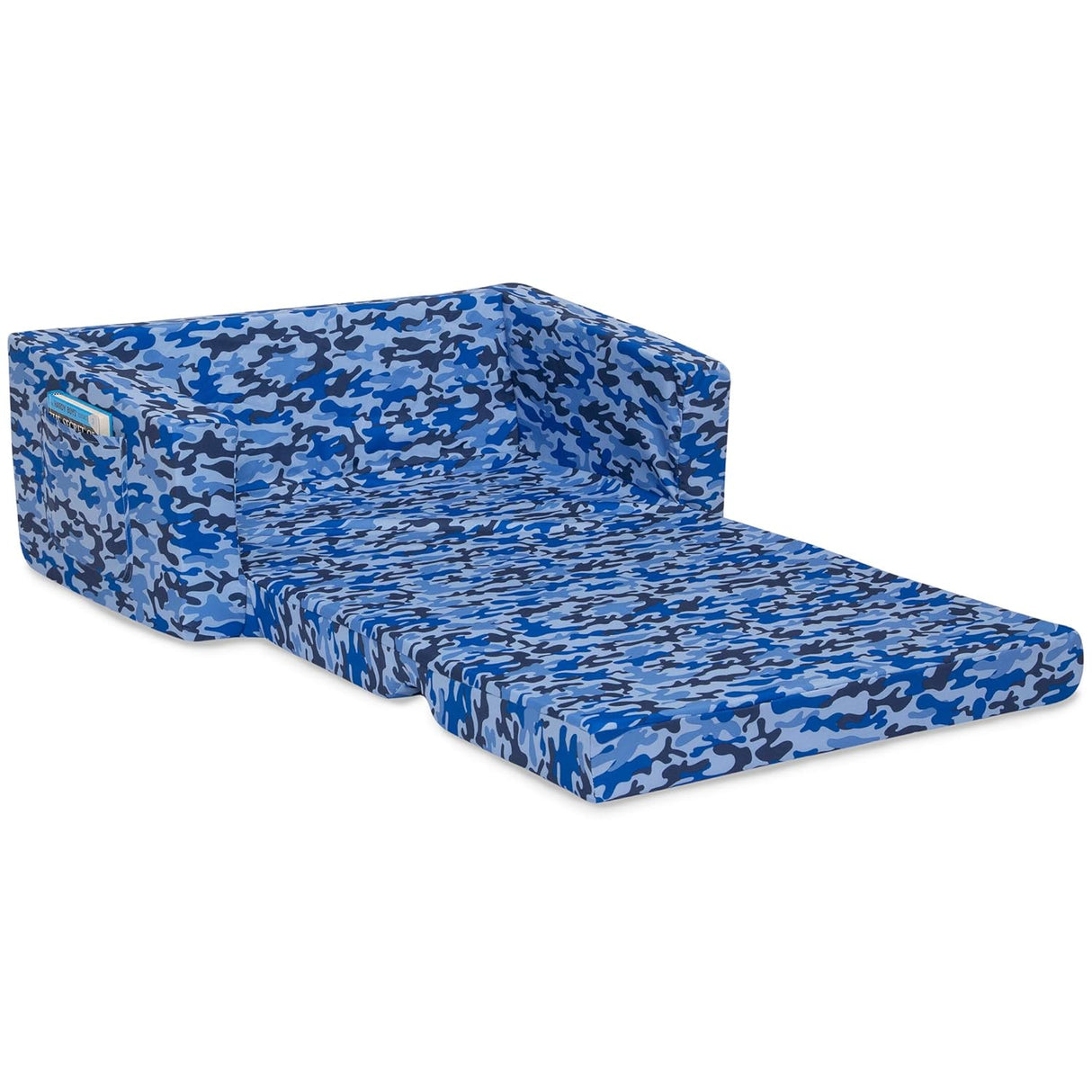 Silla cama convertible 2 en 1 para niños, camuflaje azul