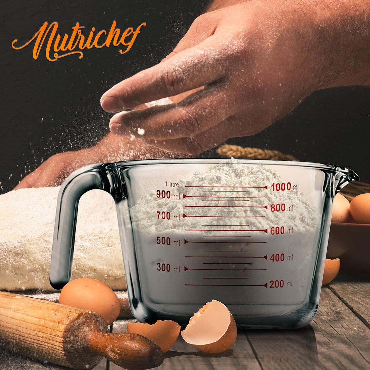 Vaso medidor de vidrio de 1 litro NutriChef