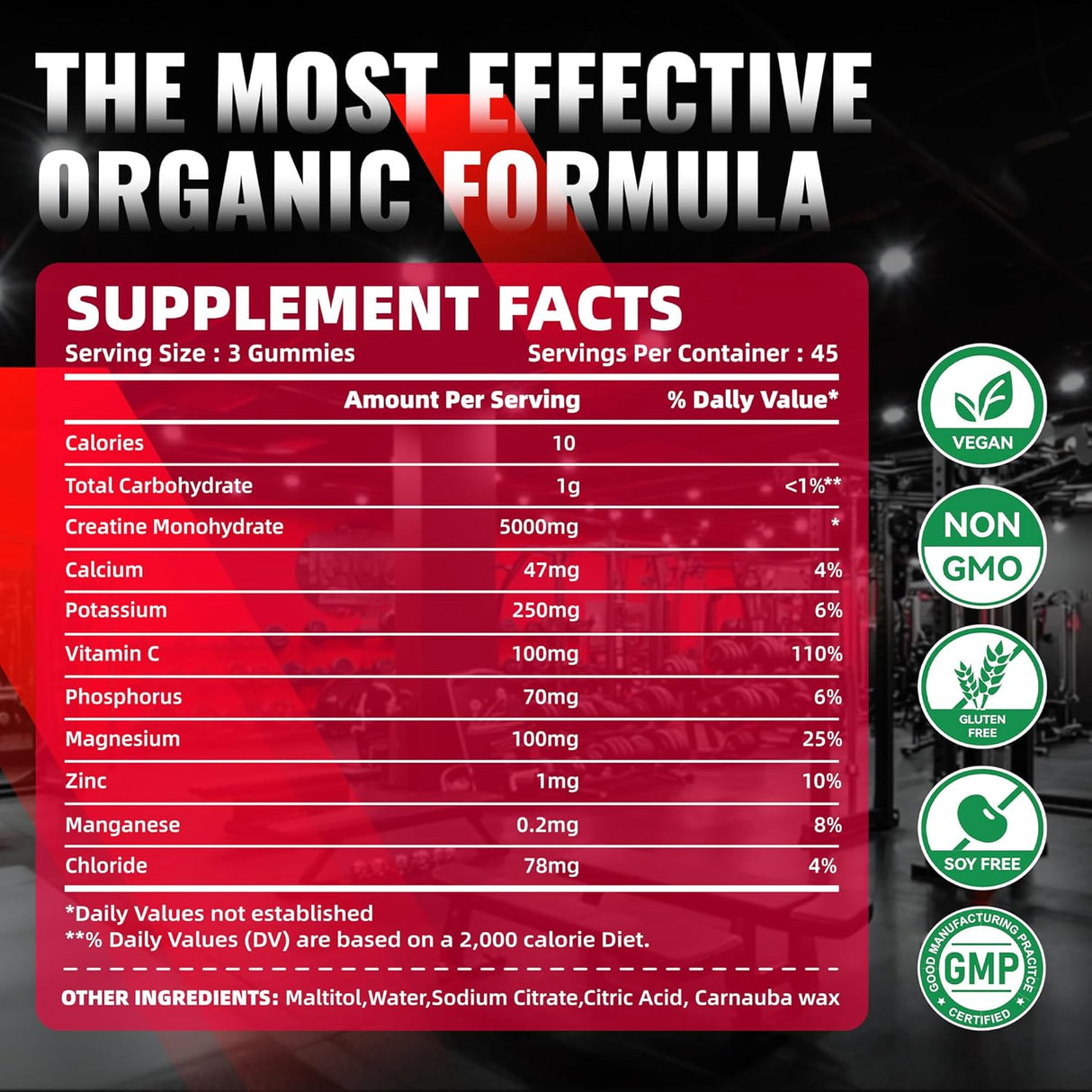 Gomitas de Creatina Monohidrato Veganas 135u