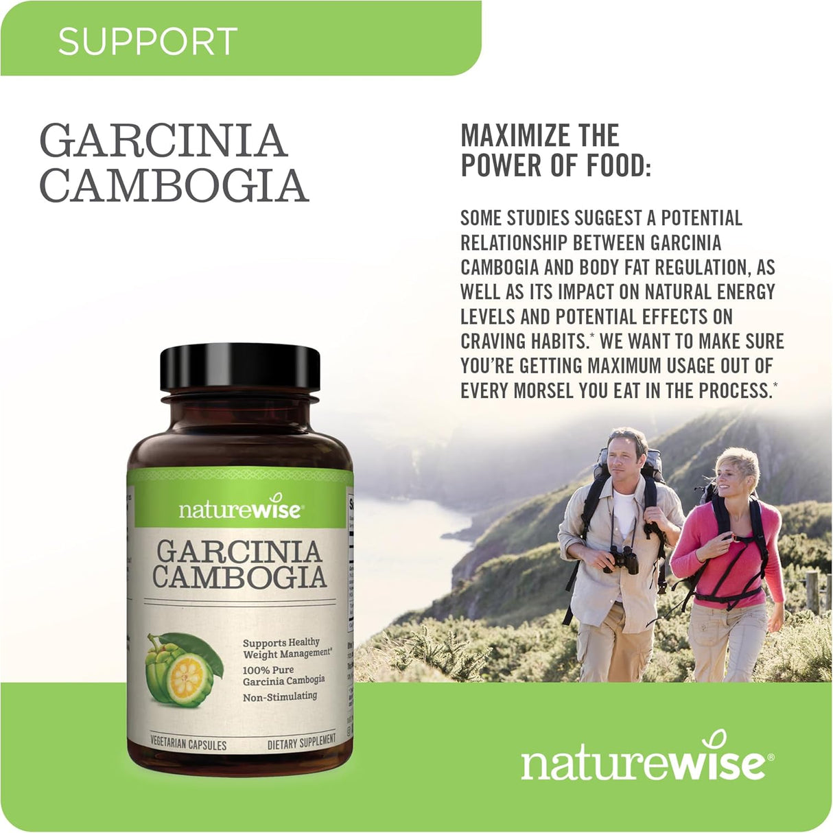 Garcinia Cambogia Naturewise, Extracto Natural 60% HCA, 90 Caps