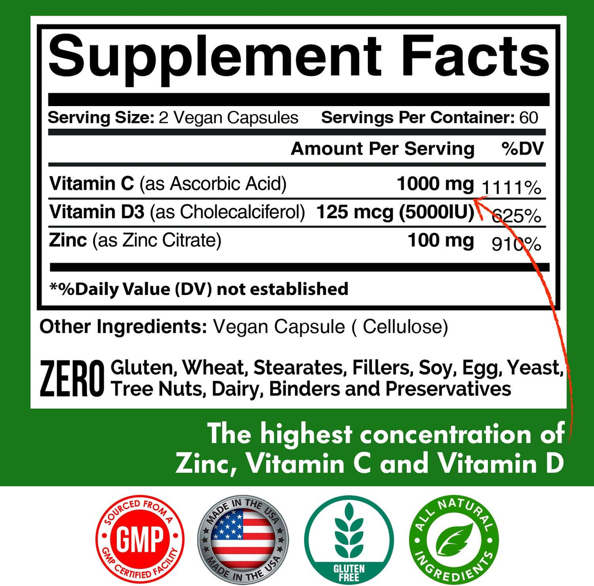 Suplementos Alimenticios Zinc 100 mg D 5000 UI