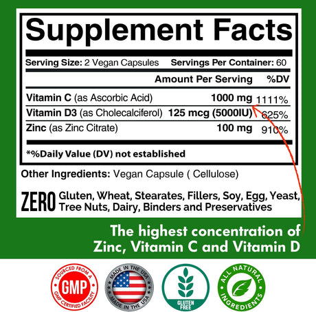 Suplementos Alimenticios Zinc 100 mg D 5000 UI