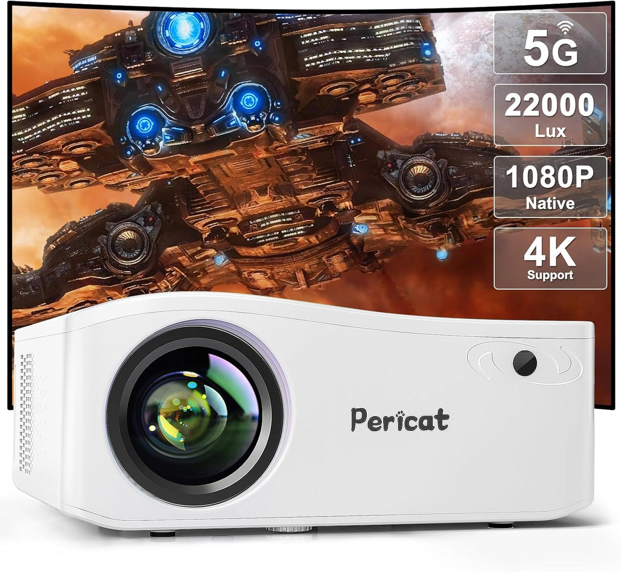 Proyector 5G WiFi Bluetooth 1080P 350 22000L Compatible con TV