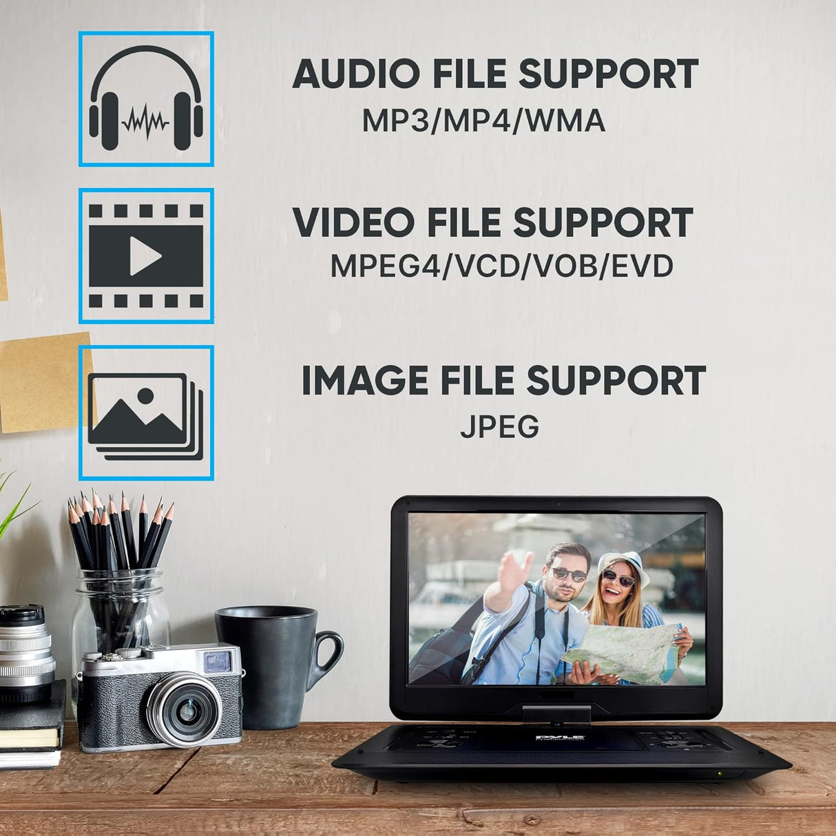 Reproductor portátil de CD/DVD Pyle 17.9 HD, batería recargable