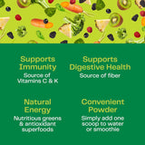Polvo de vegetales con espirulina, prebióticos y probióticos