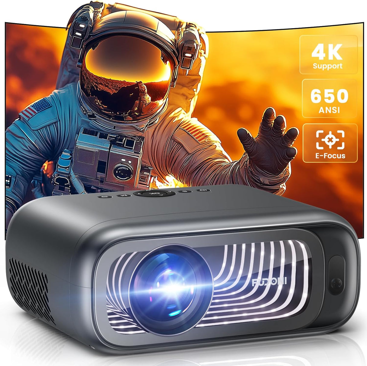 Proyector FUDONI 1080P, WiFi 6, Bluetooth, 300'' max display