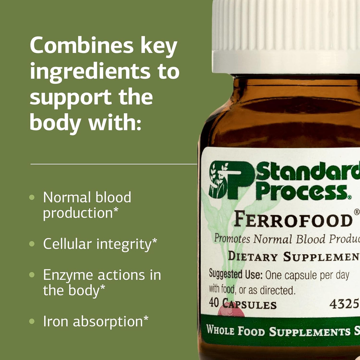 Ferrofood Suplemento de Hierro con Vitamina C - 40 Cápsulas