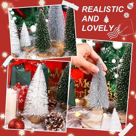 Mini Árboles de Navidad Hatisan con Base de Madera, Decoración