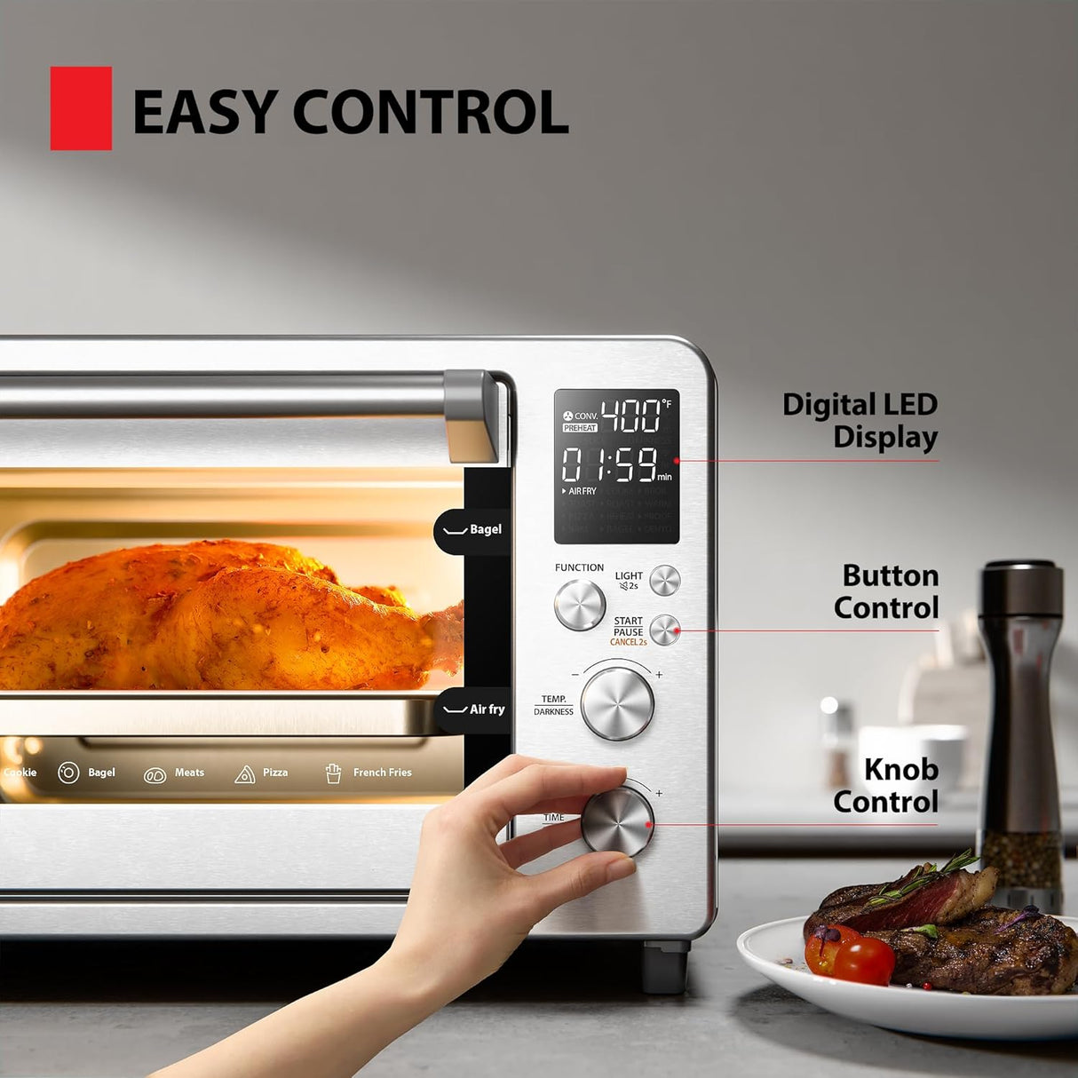 Horno Tostador TOSHIBA ChefFry 12 en 1, 26.4 QT, Combo